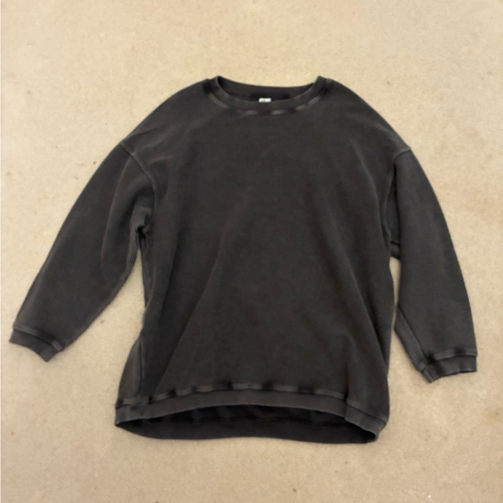 Aerie Charcoal Ribbed Crewneck